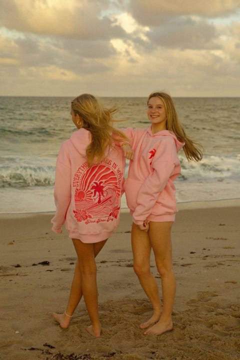 Sudadera con capucha Pink Palm Puff – Enlace de Hacoo